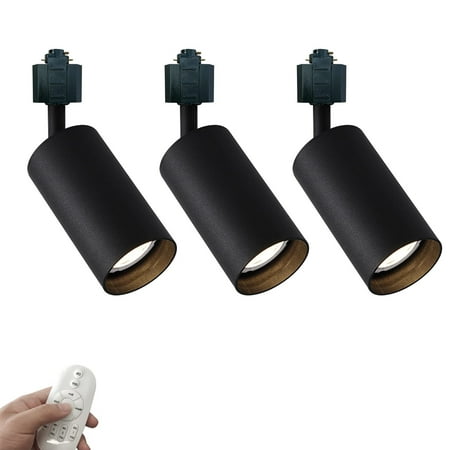 

FSLiving Stepless Dimming H-Type Track Light Remote Control Rotated Adjusted Tilt Angle 7W Spot Light Black Ceiling Lamp for Mirror Front Hallway Loft Wall Art Office(No Track) - 3 Pack