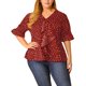 thumbnail image 1 of BluCon Volantes Cuello En V Mangas Fruncidas TalGrande PaMujer Rojo Blanco 1X, 1 of 6