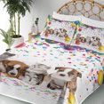 thumbnail image 3 of Ambesonne Happy Birthday Fitted & Top Sheet Set with Shams, Cat and Dog Party, Multicolor, 3 of 5