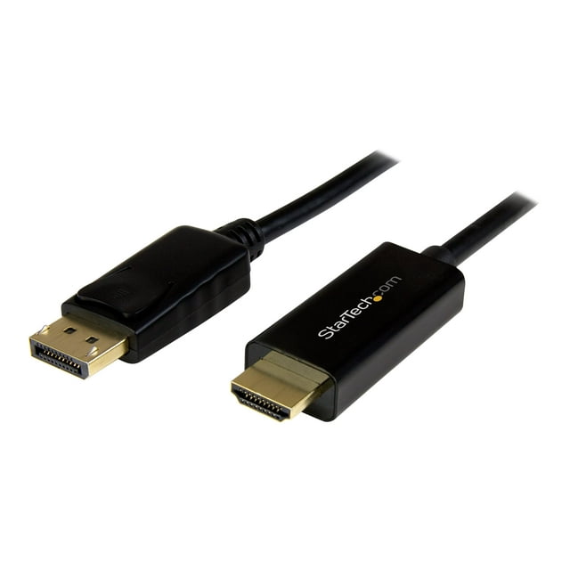 StarTech.com 3 ft (1 m) DisplayPort to HDMI Adapter Cable - 4K DisplayPort to HDMI Converter Cable - Computer Monitor Cable (DP2HDMM1MB) - Adapter cable - DisplayPort male to HDMI male - 3.3 ft - black - 4K support - for P/N: TB3DK2DPPD, TB3DK2DPPDUE, TB3DK2DPW, TB3DK2DPWUE, TB3DKDPMAW, TB3DKDPMAWUE