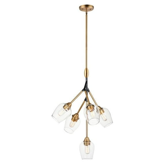 Maxim Savvy 5-Light Pendant - Antique Brass / Black - 26343CLABBK