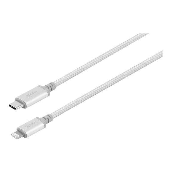 Moshi Integra - Lightning cable - 24 pin USB-C male to Lightning male - 4 ft - jet silver - USB Power Delivery (60W)