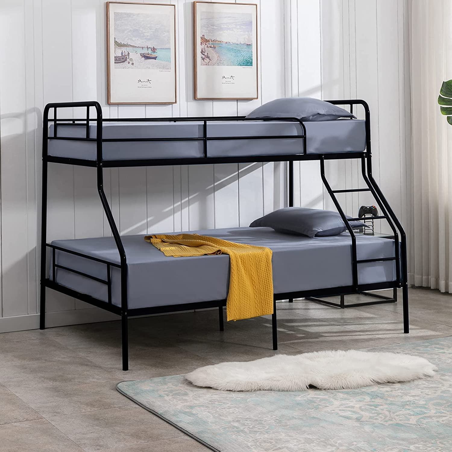 cuoote Heavy Duty Bunk Bed, Metal Twin Bunk Beds for Kids w/Ladder and