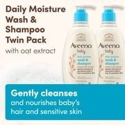 Aveeno Baby Daily Moisture Wash & Shampoo, Oat Extract, 2 x 12 fl. oz