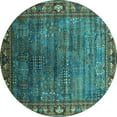 thumbnail image 1 of Ahgly Company Indoor Round Oriental Turquoise Blue Traditional Area Rugs, 6' Round, 1 of 4