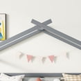 thumbnail image 5 of Leumius Twin Low Loft House Bed with Slide, Ladder, Safety Guardrails, House Roof Frame for Boys Girls Grey, 5 of 9