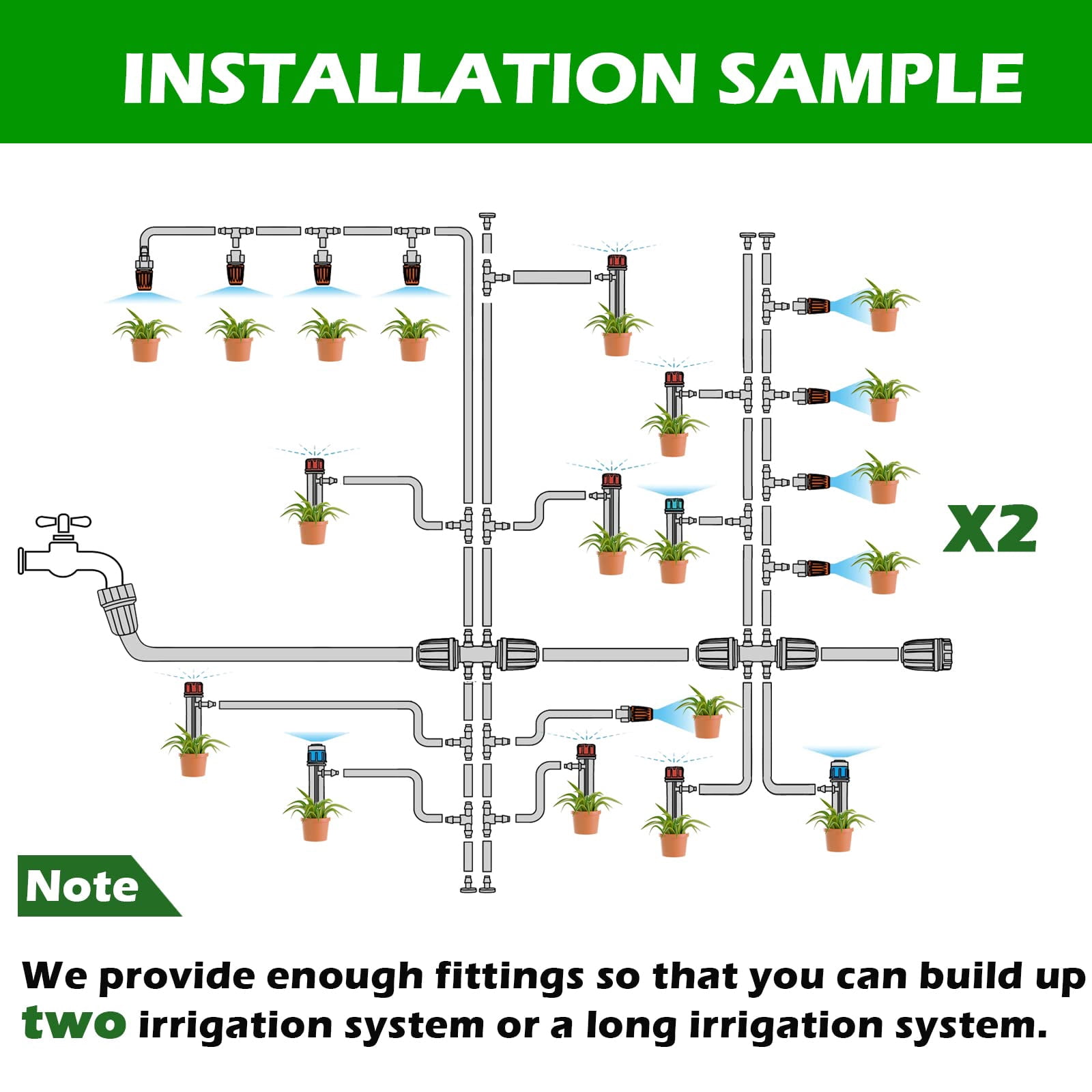 240FT Drip Irrigation System Kit, Automatic Garden Watering Misting System for Greenhouse Yard Lawn