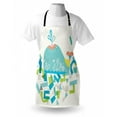 thumbnail image 3 of Whale Apron Whale Illustration with Geometrical and Cute Smiling Cartoon Like Image, Unisex Kitchen Bib Apron with Adjustable Neck for Cooking Baking Gardening, Blue Yellow and Green, by Ambesonne, 3 of 3