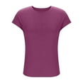 thumbnail image 4 of Annhoo Womens Summer Tops Crew Neck Cap Sleeve Tunics Trendy Casual Solid Color Going out Basic Blouses, 4 of 5
