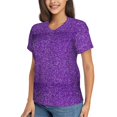 thumbnail image 2 of Xecao Glitter Purple for Women's V-Neck T-Shirts-Elegant Half-Sleeve Tops Perfect for Summer-XX-Large, 2 of 5
