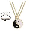 thumbnail image 1 of 4 Pcs Splicing Yin Yang Friend Couple Bracelets Necklace Set Adjustable Waterproof Handmade, 1 of 3