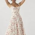 thumbnail image 3 of Women's Floral Dress Summer Sexy Sleeveless Spaghetti Straps Boho Flowers Long Dress with Slit, 3 of 6