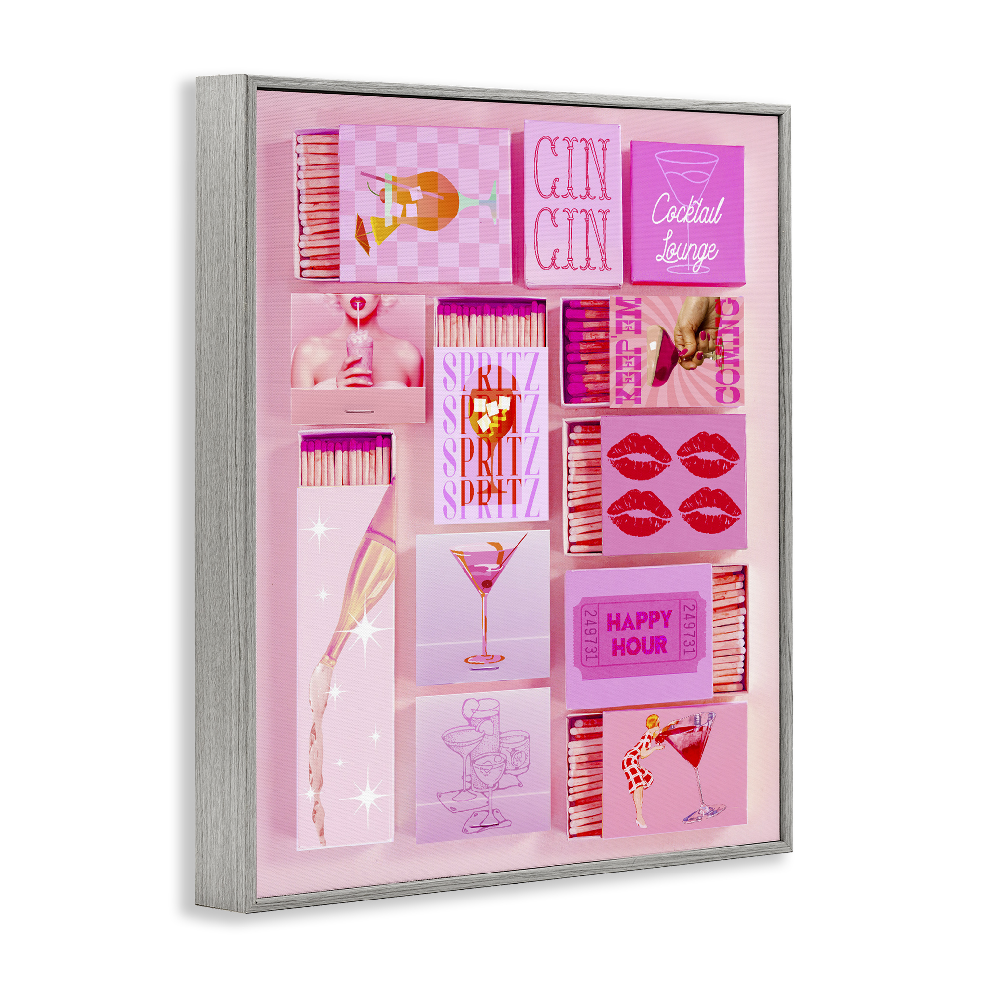 Feminine Glam Matches Gray Framed Giclee Art, design by Lil' Rue