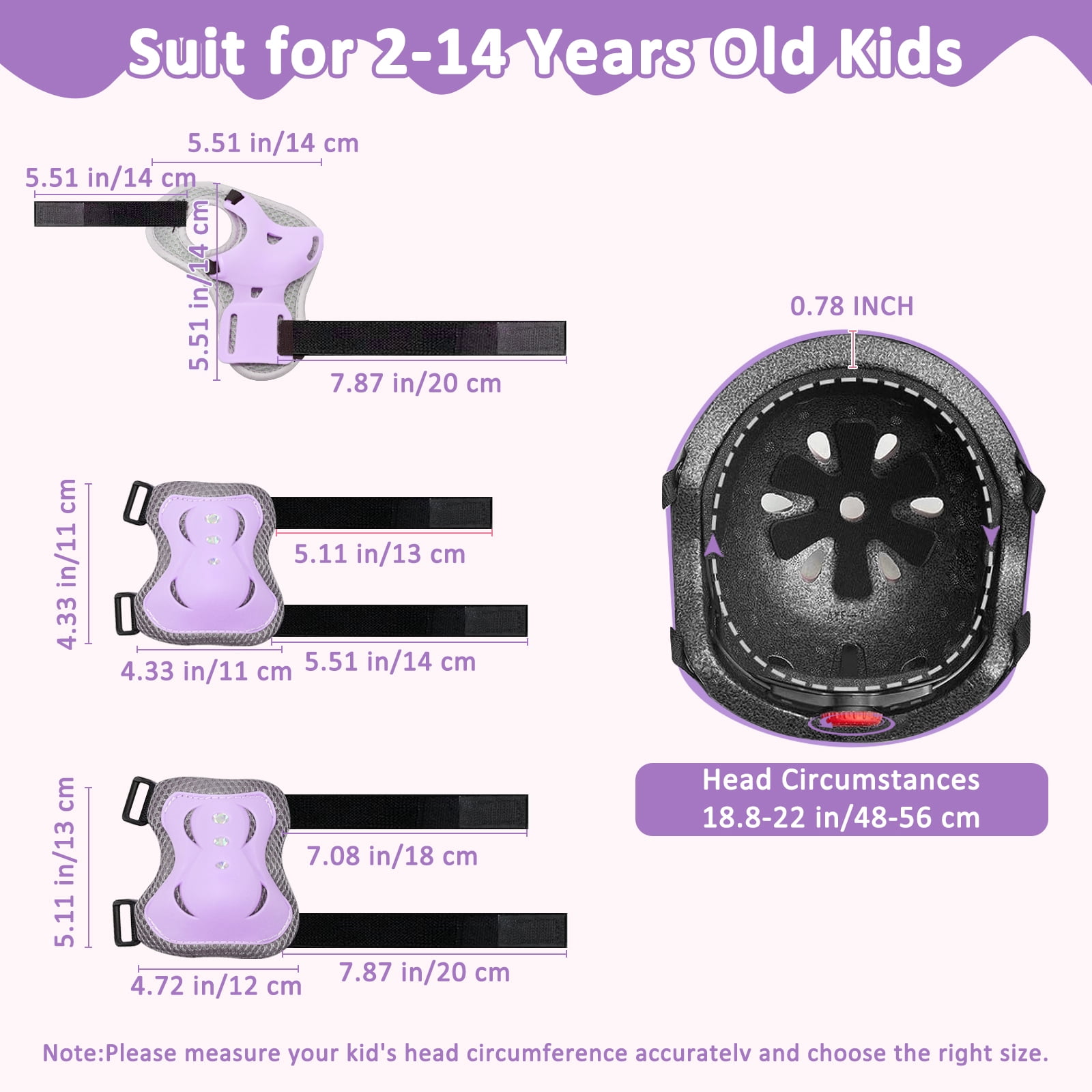Adjustable Kids Bike Helmet Set with Knee, Elbow and Wrist Pads, Toddler Helmet for Ages 3-5-8-14 Boys Girls, Protective Gear Set for 3-14 Kids & Youth, for Bikes Skateboards Rollerskates