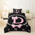 thumbnail image 2 of Manfei Cartoon Bow Letter D Monogrammed Twin Bedding for Girls Teens,Princess Alphabet Pearl Bow Print Duvet Cover Set for Kids,Pink Reversible,Breathable Home Decor,2pcs,No Comforter, 2 of 6