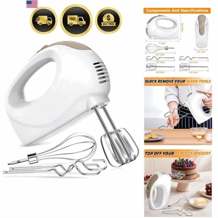 Electric Hand Mixer, 5-Speed Handheld Mixer with Stainless Steel Whisk & Beat...