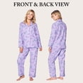 thumbnail image 2 of Casual Nights Women's Cotton Flannel Pajama Set, Long Sleeve Button-Front Floral Top and Elastic Waist Pants, Purple Violet Small, 2 of 7