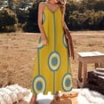 thumbnail image 3 of Robe Sans Manches Vintage Rétro Groovy Hippie Cercle Classique Moutarde Jaune Sarcelle Pâle pour Femmes, 3 of 5