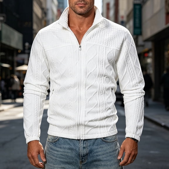 Goodtrade8 Mock Neck Sweatshirts for Mens Athletic Jacket Plain Full Zip Long Sleeve Warm Casual Mens Sweatshirts