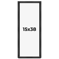 15x38 Frame Black Charcoal Grey Wood Textured Picture Frame | 0.75 Inch Moulding Width | Gunmetal