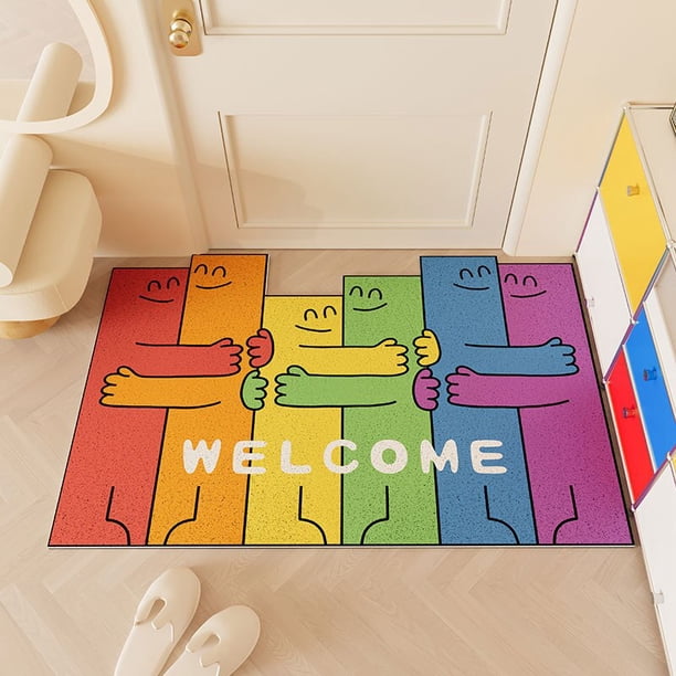 Alfombra antideslizante para el hogar, Felpudo de bienvenida con personalidad de arco iris, antipolvo, antisuciedad, para entrada y pasillo Fivean unisex