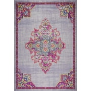 Ladole Rugs Geode Antique Style Polypropylene Indoor Durable Traditional Area Rug Carpet Tapis in Pink Grey
