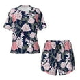 thumbnail image 4 of Naloa Rose Flowers Women's Short-Sleeved Pajama Set, Loungewear, Summer pajamas, Breathable Cozy - Small, 4 of 9