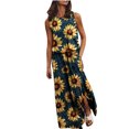 thumbnail image 2 of Robes Robe d'Été Mode Femme Sexy Sans Manches Imprimée Ourlet Ouvert Jaune TTG, 2 of 5