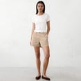 thumbnail image 2 of Garbnen Womens Shorts Casual Button Elastic Waist Women Summer Shorts Beach Outdoor Breathable Woman Shorts with Pockets Beige L, 2 of 5
