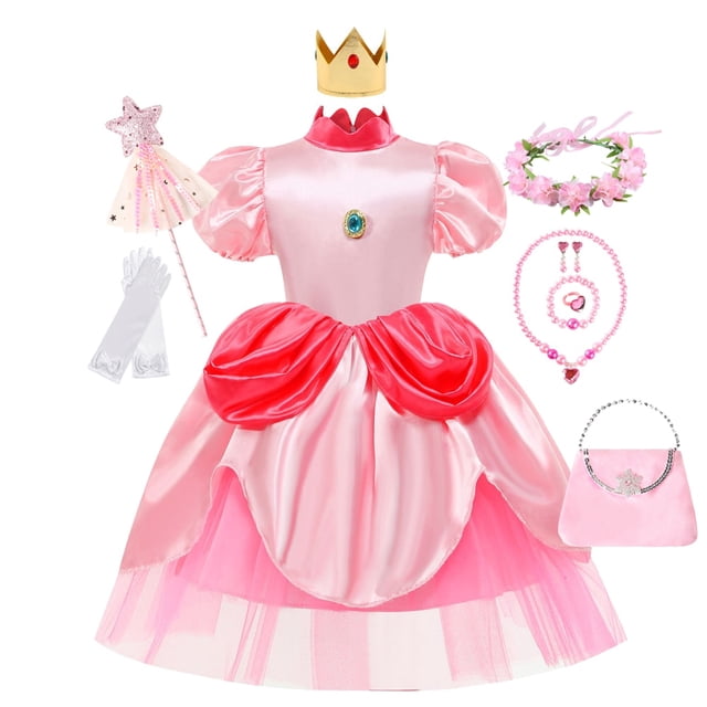 Vestido de princesa melocotón para niña, disfraz de Halloween, disfraz de Navidad para niños, ropa para niños, trajes de fiesta de carnaval de cumpleaños9-10T(150) Gao Jinjia LED