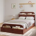 thumbnail image 3 of Yeshouse Estructura de cama de madera con cabecero y pie de cama con espacio de almacenaje, plataforma baja con listones de madera, sin somier, 3 of 6