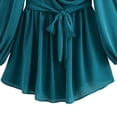 thumbnail image 6 of Zpanxa Dresses for Women, Lantern Sleeve V Neck Tie Waist Flowy Mini with Crisscross Lace Up Detail, 6 of 6