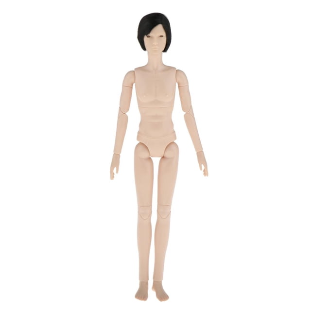Cuerpo de Vinilo Desnudo de Muñeca Articulada Perfecl con Piezas de Peluca y Accesorio para Ojos 3D Negro