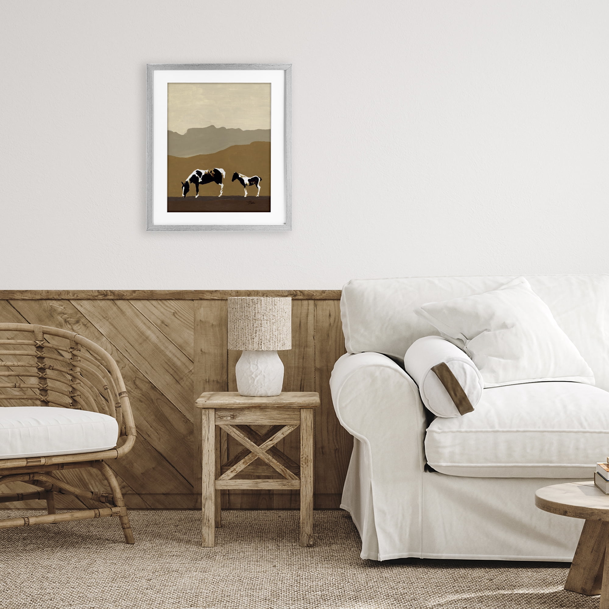 Stupell Industries Modern Mountains Horses Gray Framed Print Under Glass, design by Patricia Pinto