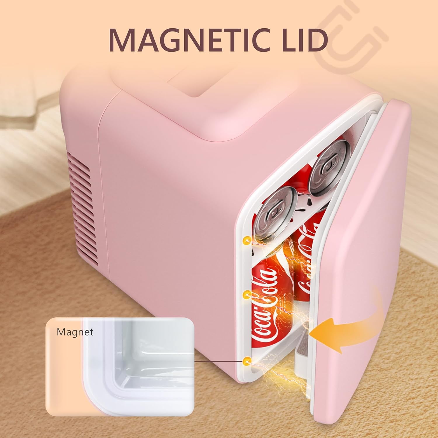 Fridge, 4L Portable Cooler & Warmer for Skincare, Cosmetics, Beverages, Pink
