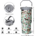 thumbnail image 2 of 30 oz Horse Flip Straw Tumbler with Handle, Cute Floral Horse Insulated Stainless Tumbler Coffee Cups Water Bottle CoffeeTravel,Horses Gifts for Women Horse Lovers Girls, 2 of 6