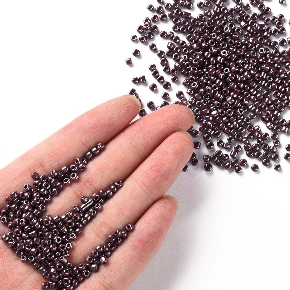 Glass Seed Beads Opaque Colors Lustered Round Indian Red 3mm Hole: 1mm about 10000pcs/pound