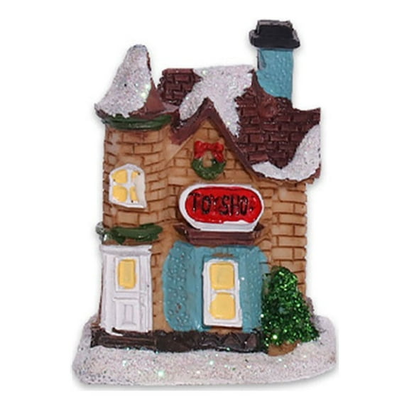 Penmahua Led Christmas Snow House Decoration With Lighted Design For Tabletop Decor Holiday Festive Ornament Miniature Village House Plastic And Synthetic Resin Material A A
