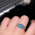 thumbnail image 1 of Anillo de diamantes azules y verdes Mosan de Maldivas Anillo de la mitad de la montaña Starlight Queen, 1 of 6