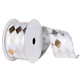 thumbnail image 4 of Vickerman 6" Gold-Cream Diamond Lame Christmas Ribbon -Q145012, 4 of 4