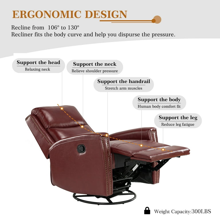 Burgundy swivel 2024 rocker recliner