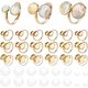 thumbnail image 1 of 18K Gold Plated Ring Blanks 18pcs Ring Bases Open Cuff Blank Rings 304 Stainless Steel Flat Round Ring Bezel Trays with 36pcs 4 Sizes Glass Cabochons for Ring Jewelry Making 6/8/10/12mm, 1 of 5