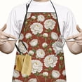 thumbnail image 2 of Pioneer Flower Floral Print Pattern Cotton Linen Apron with Pockets, Waterproof Adjustable, 33x27 Inch for Kitchen, Gardening, BBQ, Salon, 2 of 6