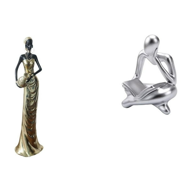 Figura de escritorio,Artesanía de escritorio con figuras africanas coleccionables,Figura de lector abstracto,Estatua de pensador abstracto,arte,manualidades,decoraciones,Figuras humanas
