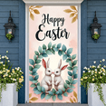 thumbnail image 6 of Pastel Color Easter Banner Floral Wreath Design Rabbit Backdrop Rabbit Pattern Spring Themed Easter Background for Easter Party Spring Celebration Indoor Decoration, 6 of 9