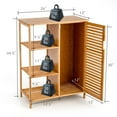 thumbnail image 4 of Costway Bathroom Cabinet Bamboo Storage Floor Cabinet w/ Single Door & 3 Open Shelves, 4 of 12