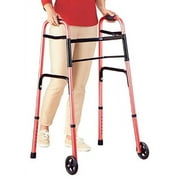 Lumex 716270R-1 Everyday Walker with 5' Wheels, Dual Release, Red