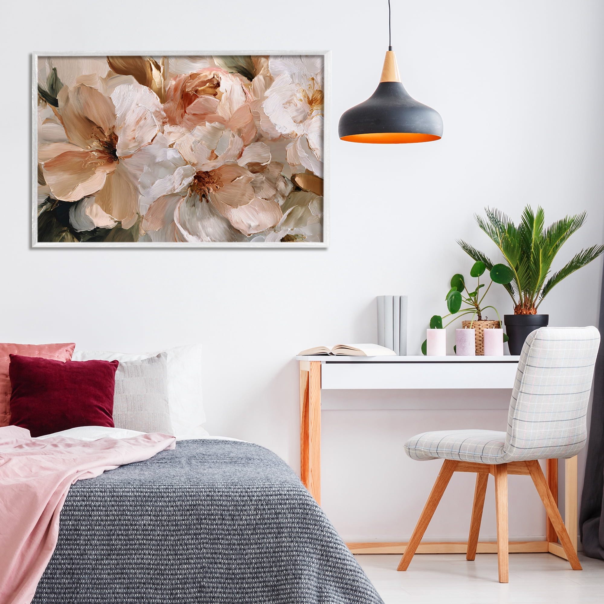 Stupell Industries Pink Brushstroke Petals White Framed Giclee Art, design by Jacky Ngan