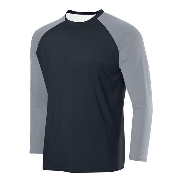 pstuiky Camisas casuales de manga larga para hombre, Camisa deportiva transpirable de manga larga raglán con cuello redondo para hombre, de color sólido Tops de hombre l