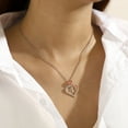 thumbnail image 3 of Ydou Rose Heart Initial Necklace for Women, 14K White Gold Plated Love Heart Letters with Rose Flower Pendant Necklace for Women, 3 of 9